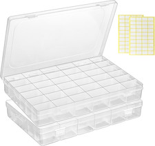 Plastic Organizer Container Box,36 Large Grids Clear Plastic Organizer Boxes wit