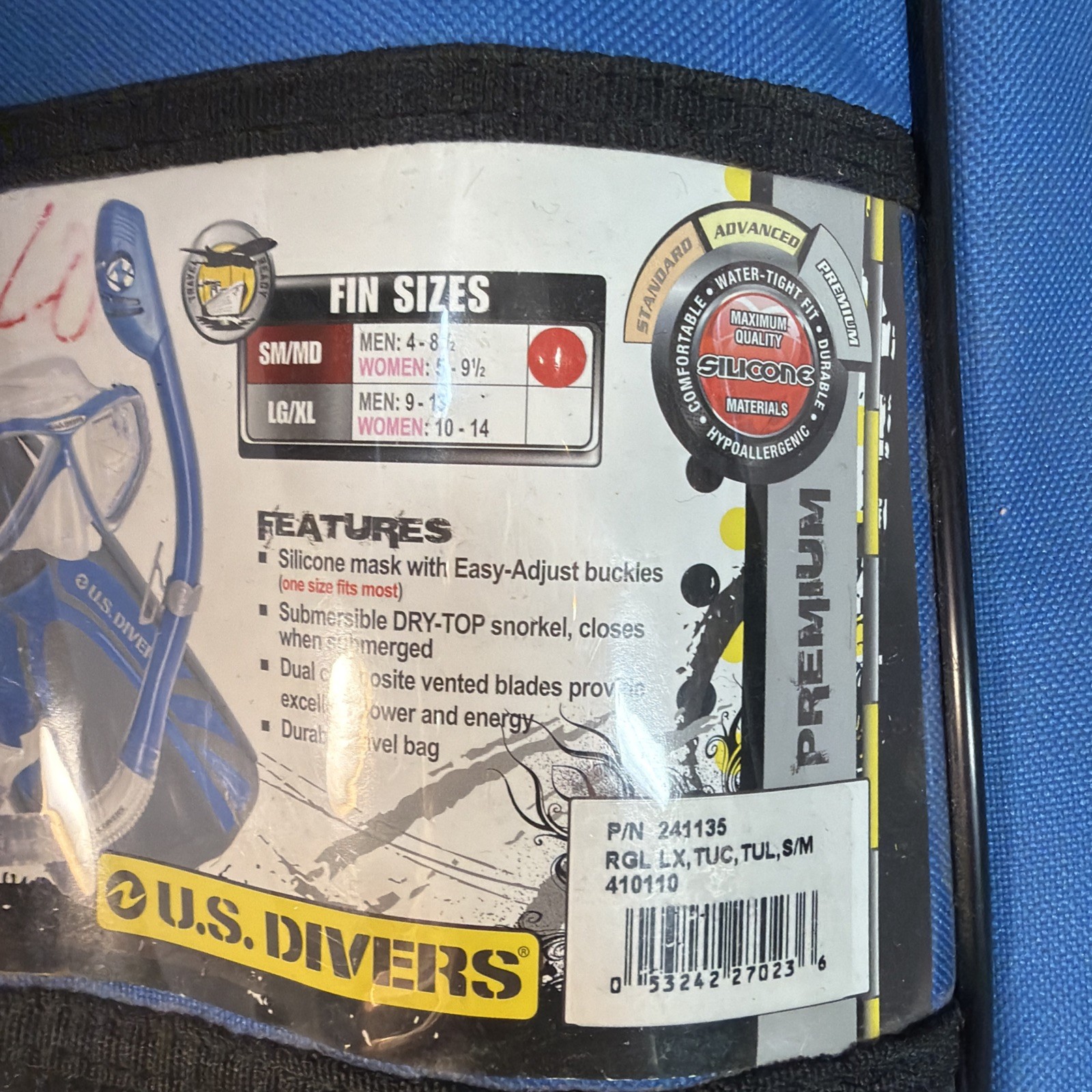 U.S. Divers  Snorkeling Set - Adult Sm/Md Mask, Proflex Fins, Snorkel With Bag