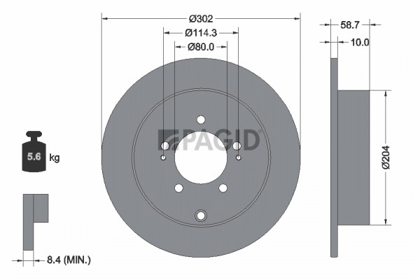 2X Pagid Bremsscheibe Voll Ø302Mm FüR Mitsubishi Outlander II Cw_W Lancer Viii-image
