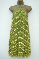 ASOS GREEN FRINGE BEAD & SEQUIN EMBELLISHED HALTER XMAS PARTY DRESS SIZE 12 BNWT