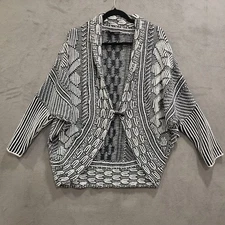 Harve Benard Cardigan Sweater Women's Size Medium Black/White Toggle Warm Cozy