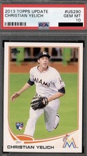 2013 TOPPS UPDATE #US290 CHRISTIAN YELICH ROOKIE CARD - PSA 10. rookie card picture