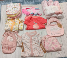 New Baby Girl 9 Piece Lot Bibs Socks Washcloths Pink NWT