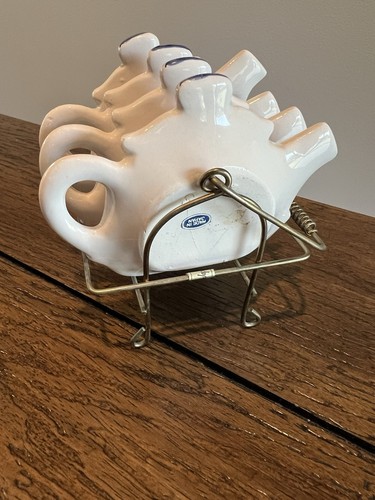 Juego de 4 bolsas de té vintage Japón cebolla azul con soporte de latón - Imagen 9 de 15