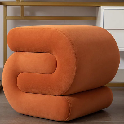 Samt Ottomane Stoff S-Form Hocker Wellig Pouf Orange