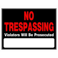 Hillman English Black No Trespassing Sign 15 in. H X 19 in. W (Pack of 6)