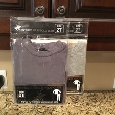 2 Beverly Hills Polo Club Boys 2pc Thermal Underwear Sets 2T Light Gray/Dark