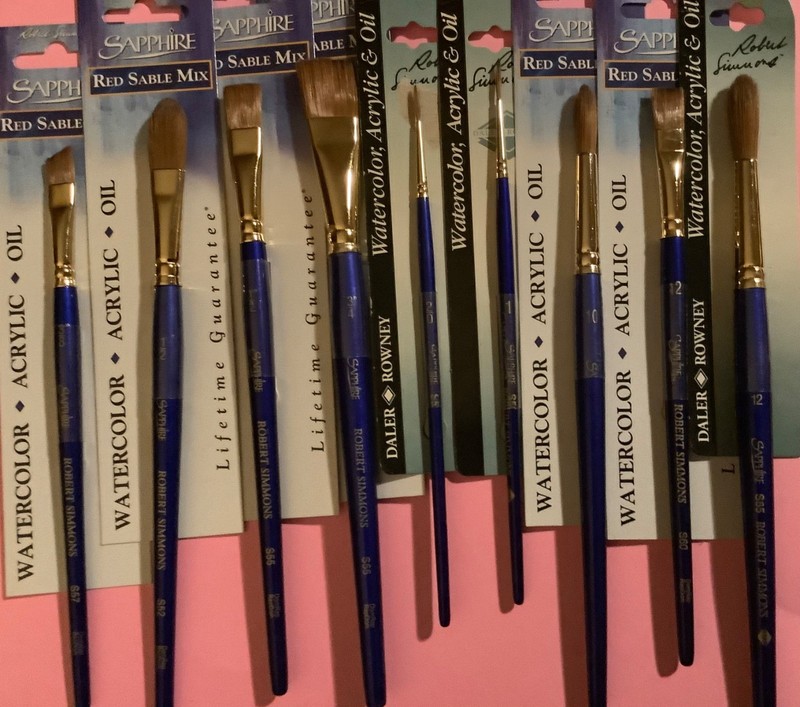 9 Robert Simmons Saphire Brushes/Red Sable Mix