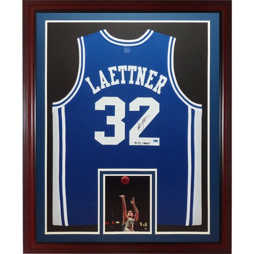 Christian Laettner Autographed Signed Duke Blue Devils (Blue #32) Deluxe Framed Jersey 