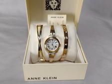 Women's ANNE KLEIN Watch & Bracelet Box Set w/ New Battery - Works Great! hN