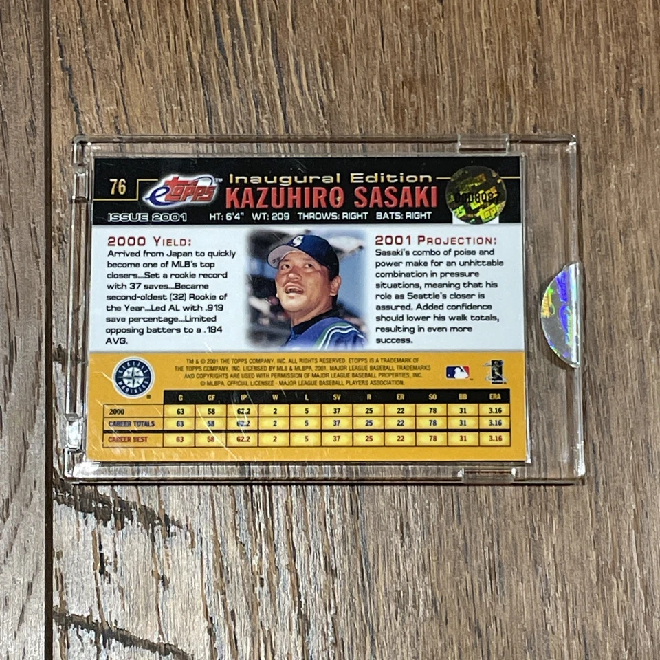 Kazuhiro Sasaki eTOPPS Seattle Mariners Pitcher Topps MLB Baseball - Image 2 of 2