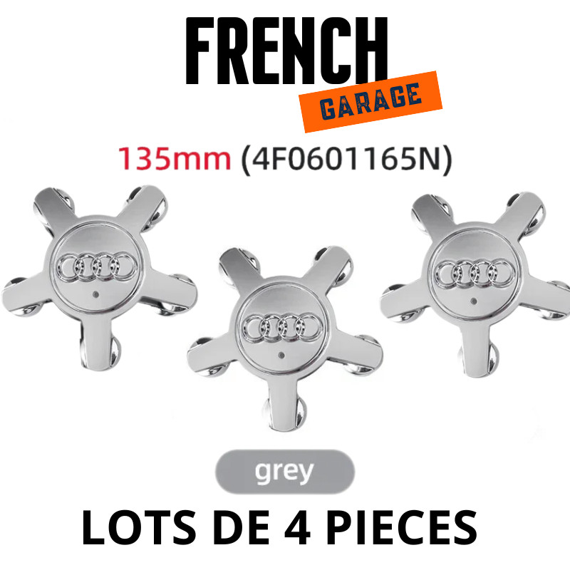 Centre de roue Audi 135mm gris cache-moyeu de jante alu pour modèles A3 A4 A5 A6 TT