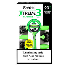 NEW SCHICK XTREME 3 SENSITIVE DISPOSABLE RAZORS 20 CT. NEW HANDLE, GREAT SHAVING