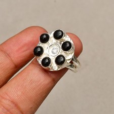 Black Onyx Gemstone 925 Sterling Silver Handmade Jewelry Ring Size 7.5