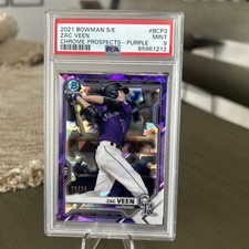 2021 Bowman Chrome Zac Veen Purple Cracked Ice 20/20 PSA 9 BCP-3 Rockies