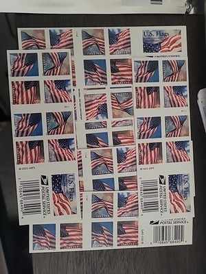 US FOREVER STAMP USA FLAG 2023 2 SHEETS OF 20 (40 STAMPS) SHIPS GROUND ADVANTAGE