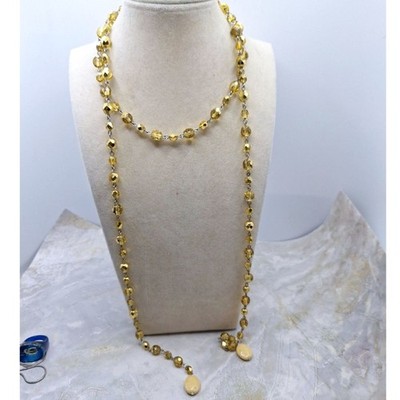 Acrylic Vintage Lariat Necklace Elegant Gold Tone Wrap Grandmacore Office Siren