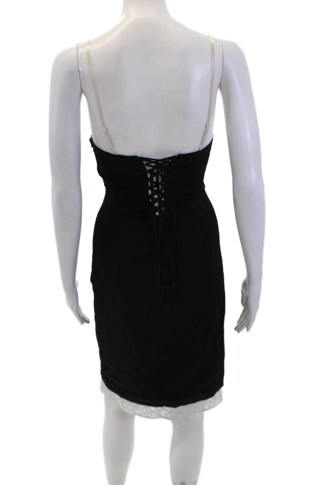 Mini Vestido BCBG Max Azria Para Mujer Sin Tirantes Cuello Corazón Negro Talla 0 Foto 3 de 4