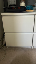 2x White Wooden Bedside Cabinet with Storage, 2 Drawers, Solid Plain Design (x2)