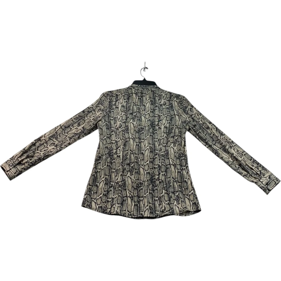 Blusa Colección 212 Mujer Talla XS Tostada Negra Serpiente Manga Larga Con Botones Foto 2 de 4
