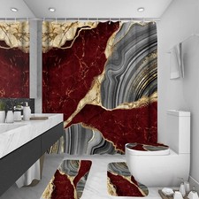 beifivcl 4Pcs Marble Shower Curtain Sets, Bathroom Decor Sets, Luxury Shower ...