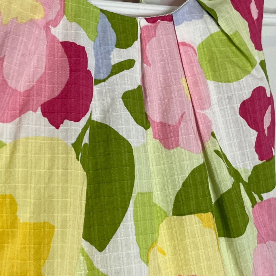 Vestido Crazy 8 Niñas Talla 5 Floral Sin Mangas Ajuste Acampanado Rosa Amarillo Primavera Pascua Foto 4 de 4