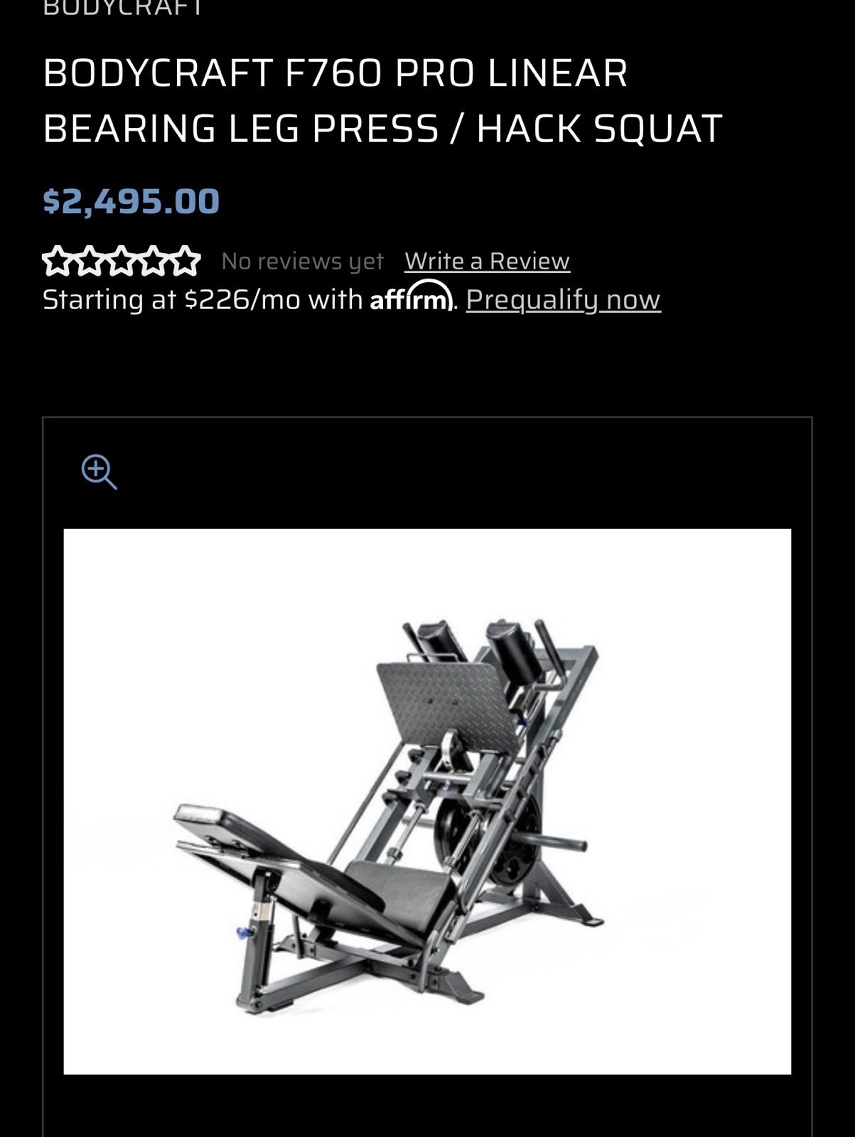 Body Craft F760 Linear Leg Press / Hack Squat