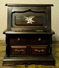 Vintage Secretary-style Wooden Jewelry Armoire