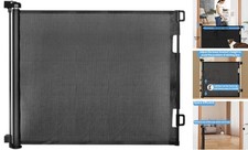 Retractable Baby Gate for Doorways and Stairs, Mesh Safety 33x55 Inch Black