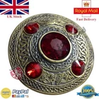 HS Scottish Kilt Fly Plaid Brooch Red 5 Stone Antique Finish 4" Celtic Brooches