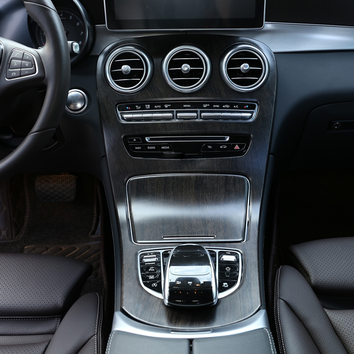 Wood Pattern Console Panel Trim Cover For Mercedes C-Class W205