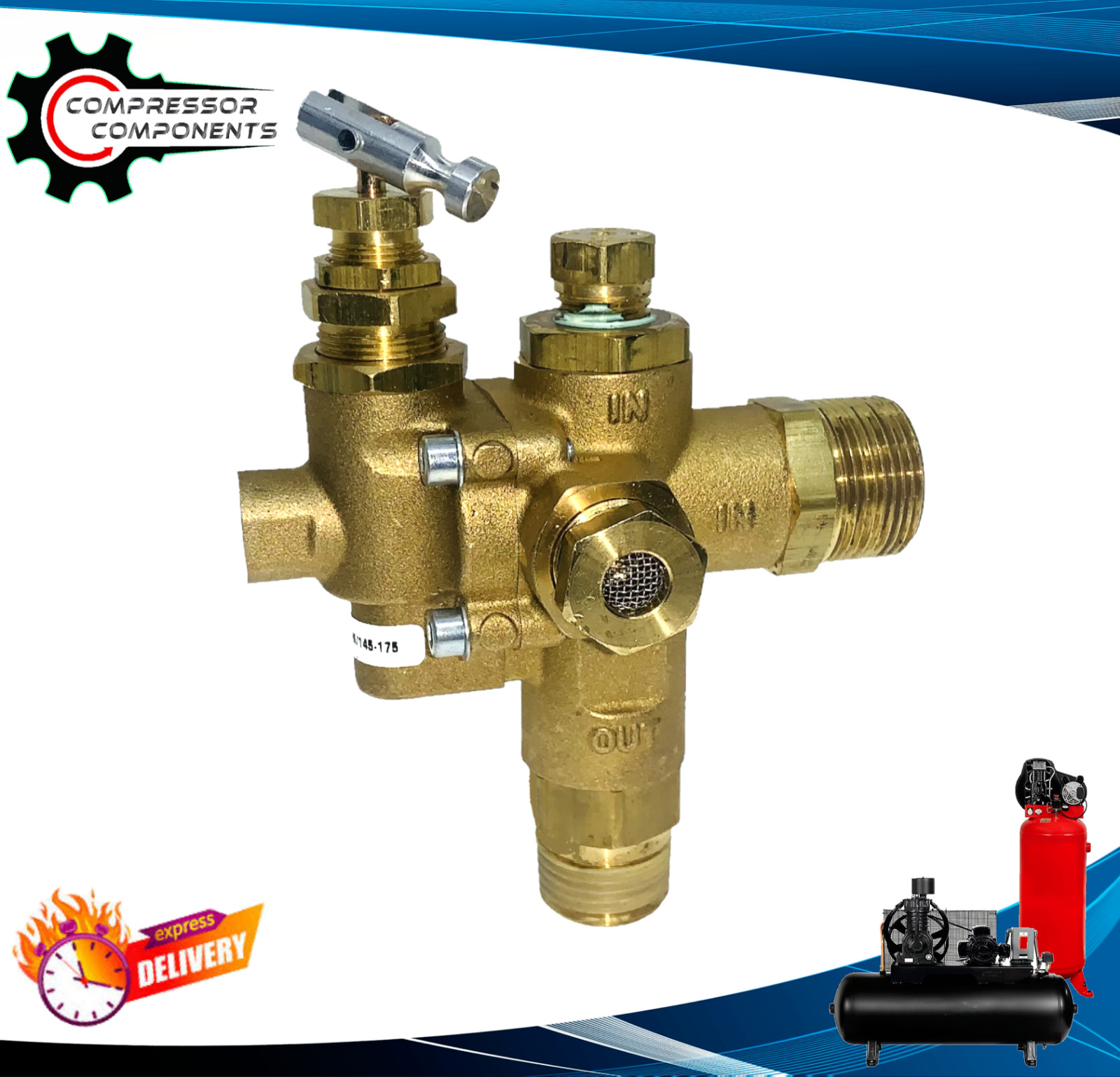 Atlas Copco 1312100497 Pilot Unloader Check Valve Combo for Gas Power Compressor