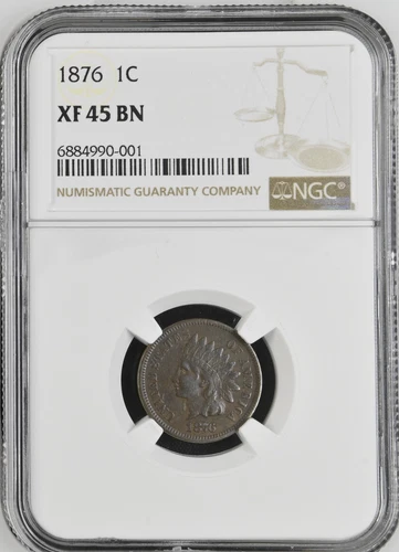 1876 Bronze Indian Head Cent NGC XF45BN BX1-06