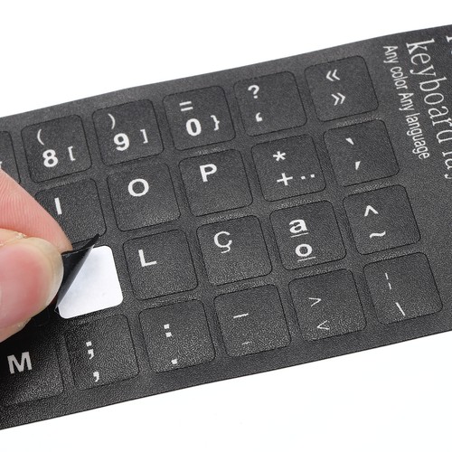 Portuguese Spanish Keyboard Stickers Frosted, Black Background White Lettering - Picture 4 of 5