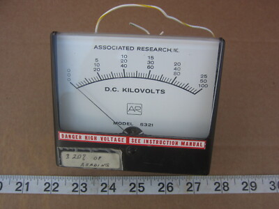 AR Associated Research D.C. Hypot AR5321 DC Kilovolts Panel-Mount Gauge, Used