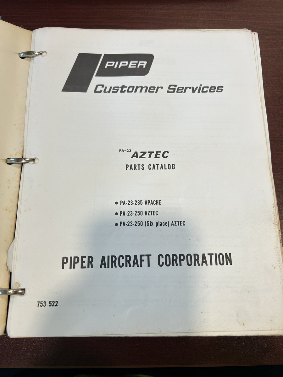Piper: PA-23 Aztec - Parts Catalog P/N: 753-522 | eBay