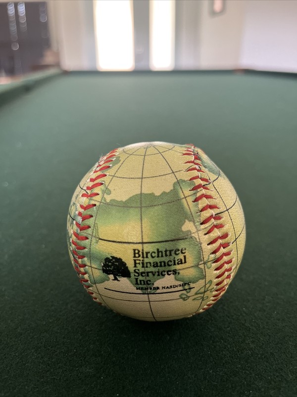 Novelty Birchtree Financial Services Promotional Baseball with World Map Design