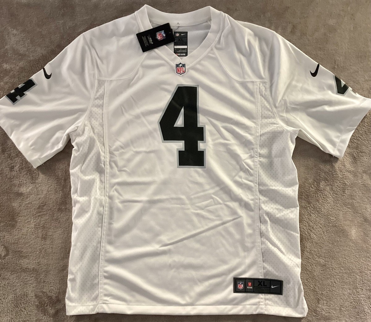 Nike Las Vegas Raiders #4 Derek Carr Game Jersey White Size XO New  