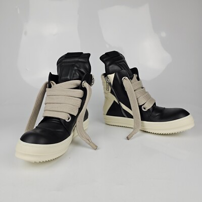 Rick Owens Geobasket Jumbo Laces Black/Milk Sneakers New Size 40