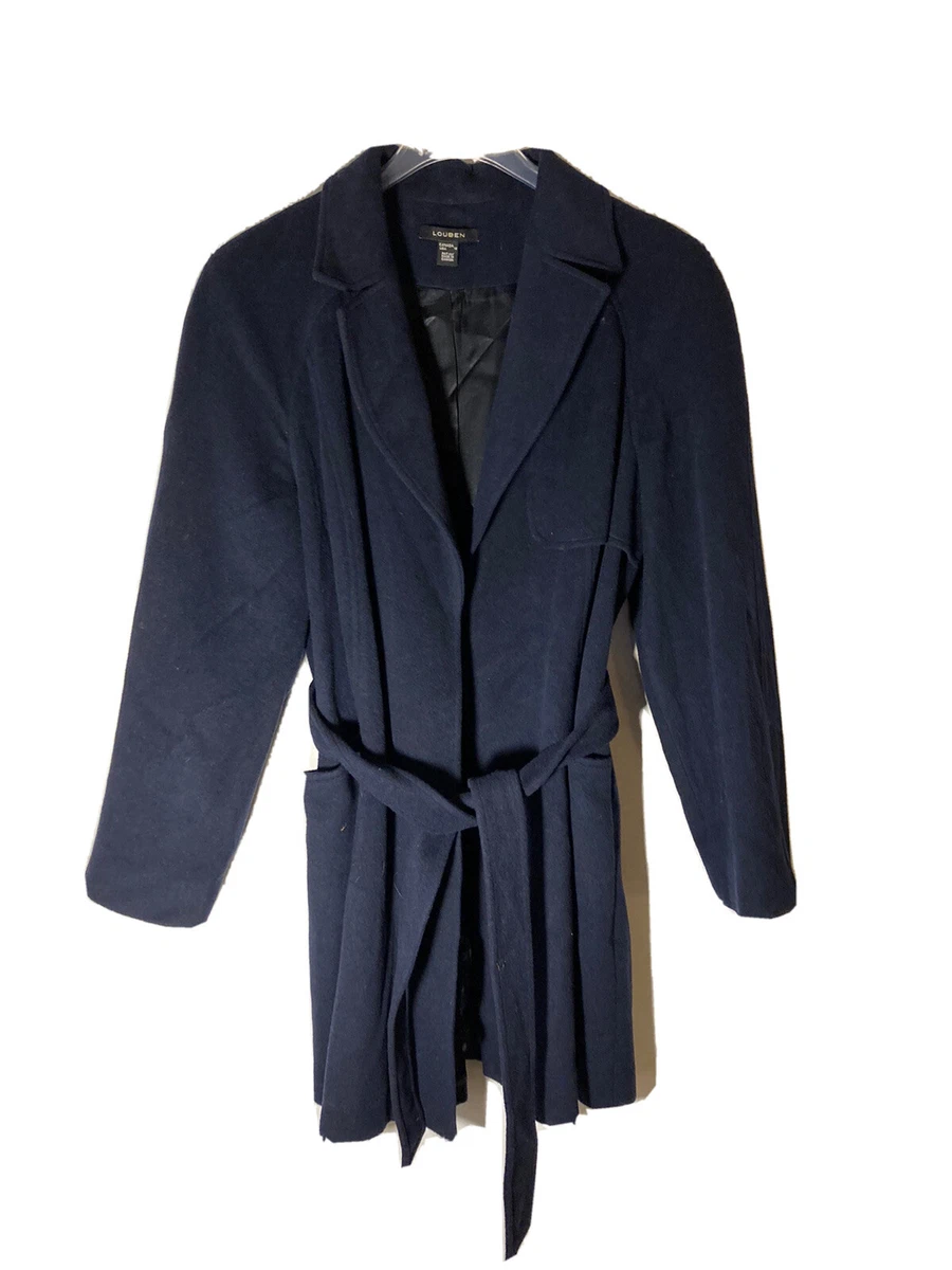 Navy wrap hotsell wool coat