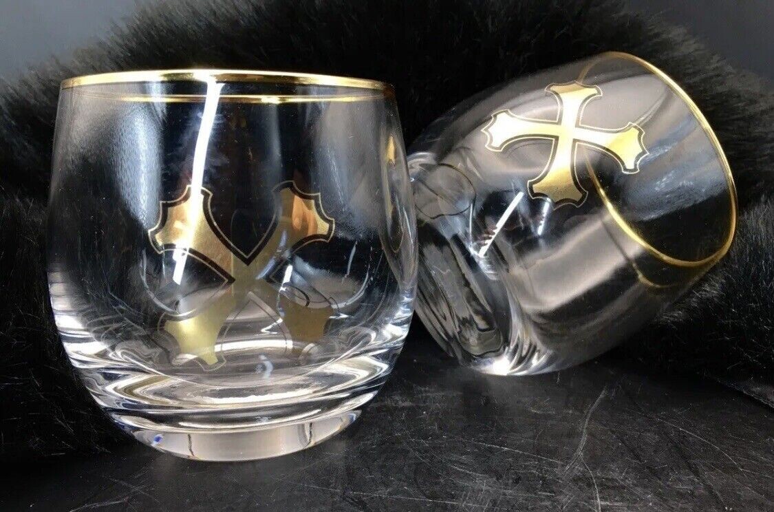NEW Bumbu Rum Cocktail Glasses Silver Crossbones Lowball Rocks Set