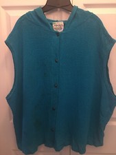 SWIMWEAR COVERUP HOODED 100% COTTON SZ S POCKETS TURQUOISE