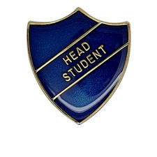 Head Student Pin Badge in Blue Enamel Shield