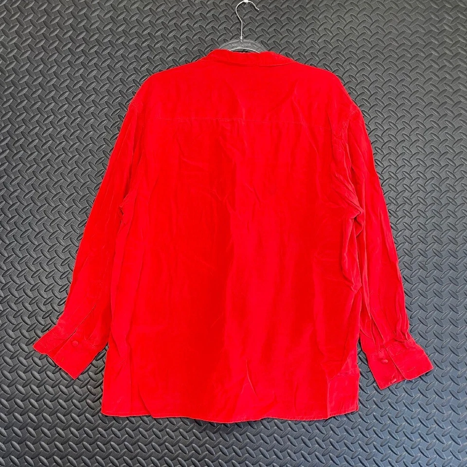 Camisa Henri Bendel New York 100% Seda Roja Abotonada Manga Larga Ropa Informal 10 Foto 3 de 4