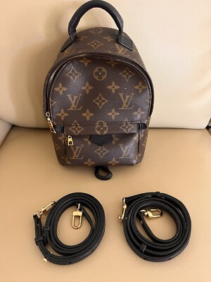 ebay lv mini backpack Louis Vuitton LV Palm Springs Mini Backpack Brown Canvas Monogram Mint