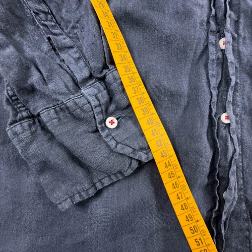 Camicia Fred Perry blu scuro 100% lino tinta unita - Taglia L/XL donna - Foto 9 di 11