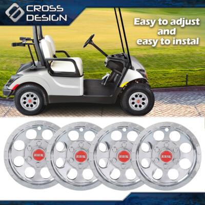 4PCS 10'' Golf Cart Wheel Cover Hub Caps Silver Fit For EZGO Club Car and Yamaha