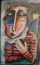 Acrylic On Cardboard   By Carlos Cesar cuban art 47x30cm Cm T: EL REGALO