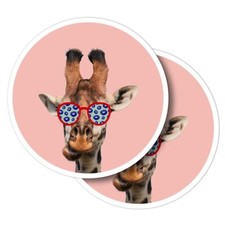 2x Vinyl Stickers Giraffe Head Sunglasses #59702