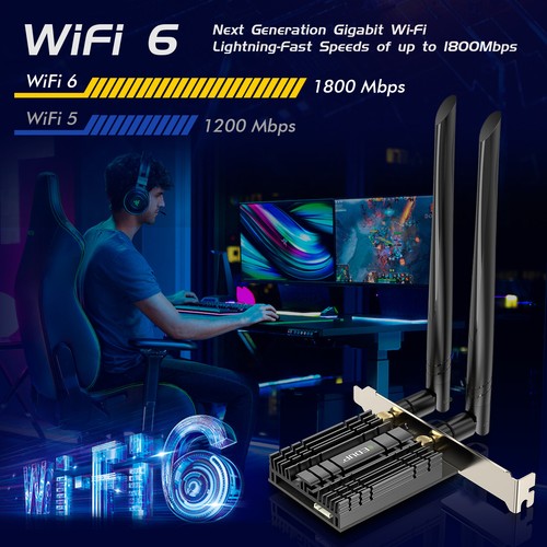 Desktop PCIe WiFi 6 Bluetooth Combo Adapter Wireless LAN Network MT7921 1800Mbps - Picture 3 of 8